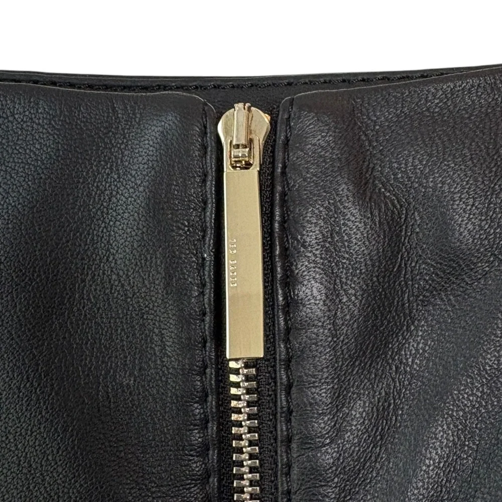 Ted‎ Baker London Valiat Black Ovine Leather Mini Skirt Size 2 US 6